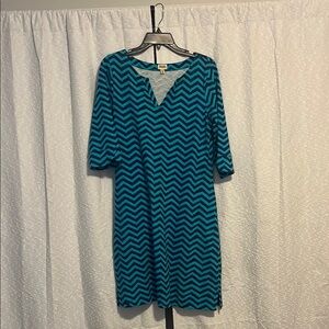 Hatley Teal and Navy Chevron Dress